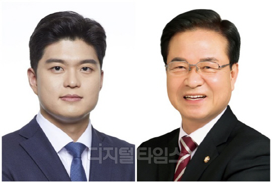 김용태(왼쪽) 국민의힘 전 청년최고위원과 최춘식 의원. <디지털타임스 DB>